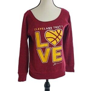 Cleveland Cavaliers Womens S Sweatshirt Maroon Land I Love Basketball Pullover
